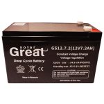 تصویر باتری یو پی اس 12 ولت 7.2 آمپر ساعت Great Solar مدل GS12-7.2 مناسب UPS، سیستم اعلام حریق و درب برقی