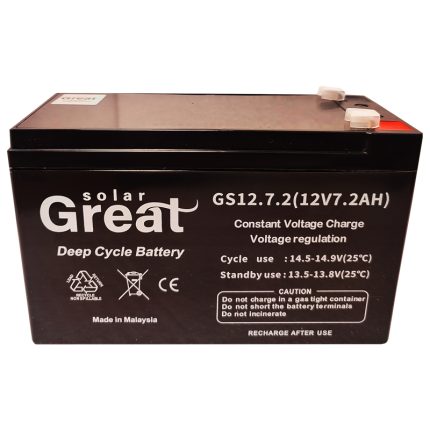 تصویر باتری یو پی اس 12 ولت 7.2 آمپر ساعت Great Solar مدل GS12-7.2 مناسب UPS، سیستم اعلام حریق و درب برقی