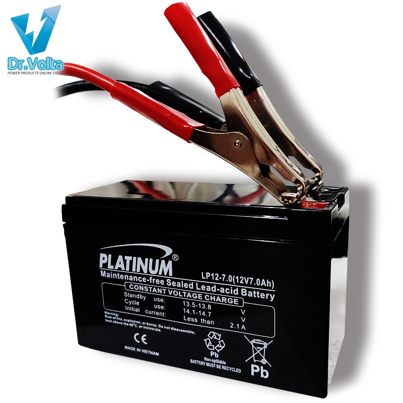 باتری 12 ولت 7 آمپرساعت پلاتینوم PLATINUM با فناوری VRLA AGM و سوکت پهن 6.35 میلی‌متری